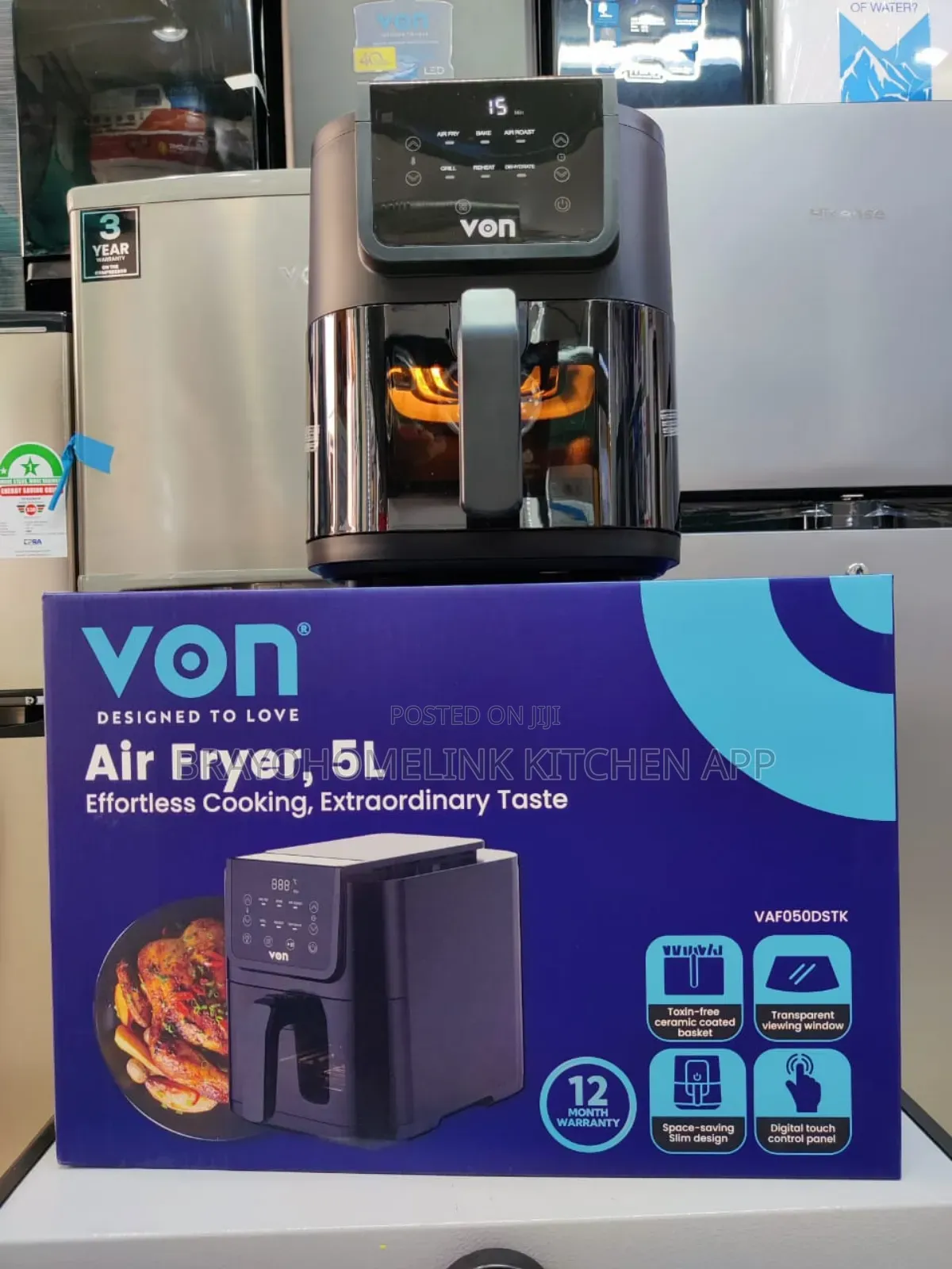 *Von Air Fryer 5l Digital Slim Design