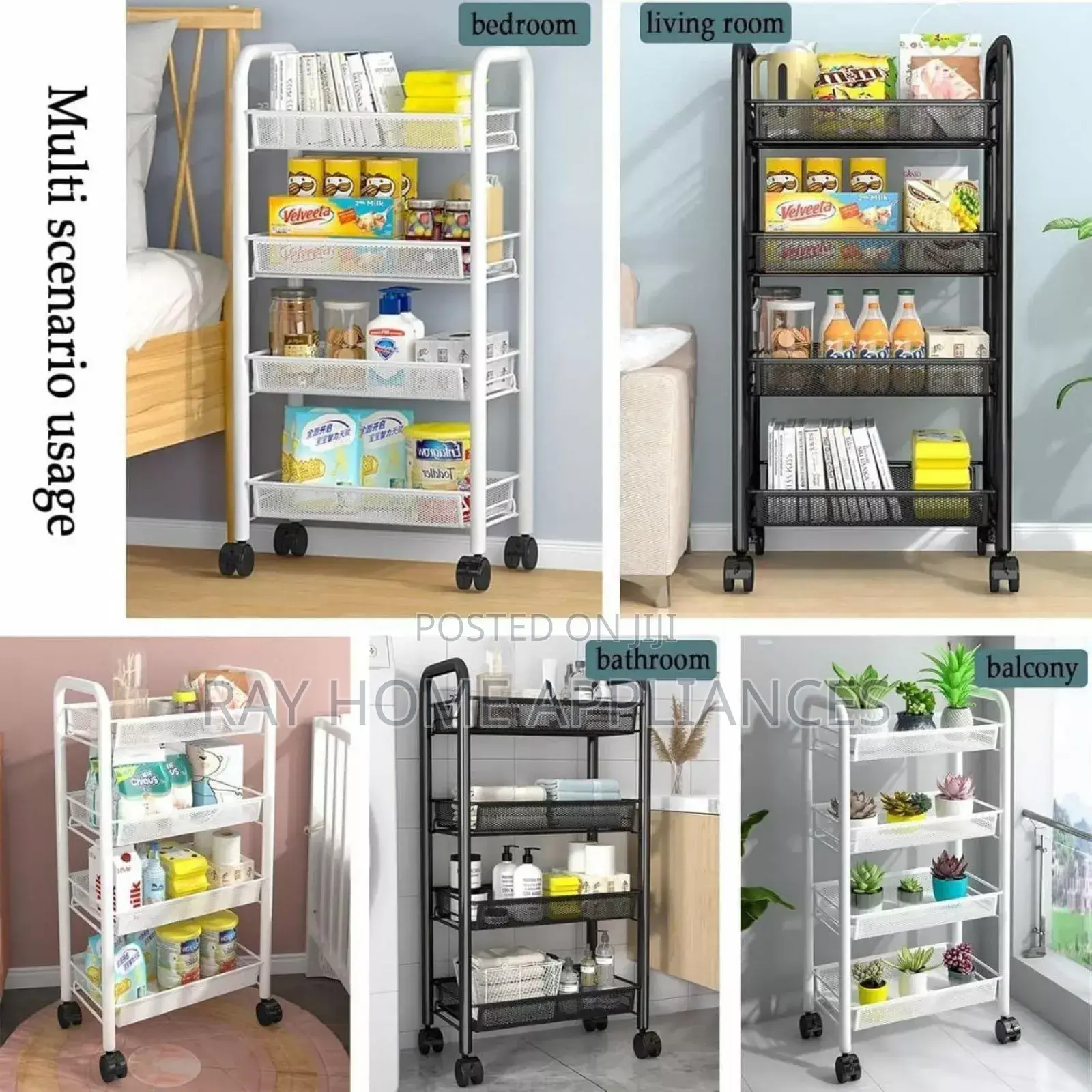 4 Layer Multifunctional Mesh Design Storage Trolley
