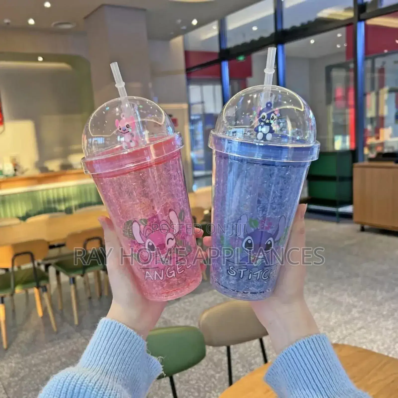 Stitch Straw Frosted Cups Capacity 450ml Light and Portable