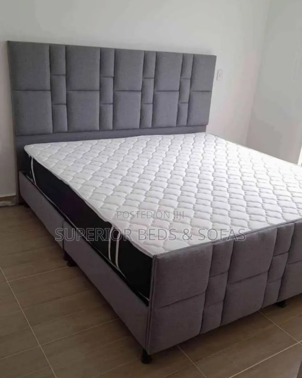 Grey Panel Headboard 5 by 6 Bed
