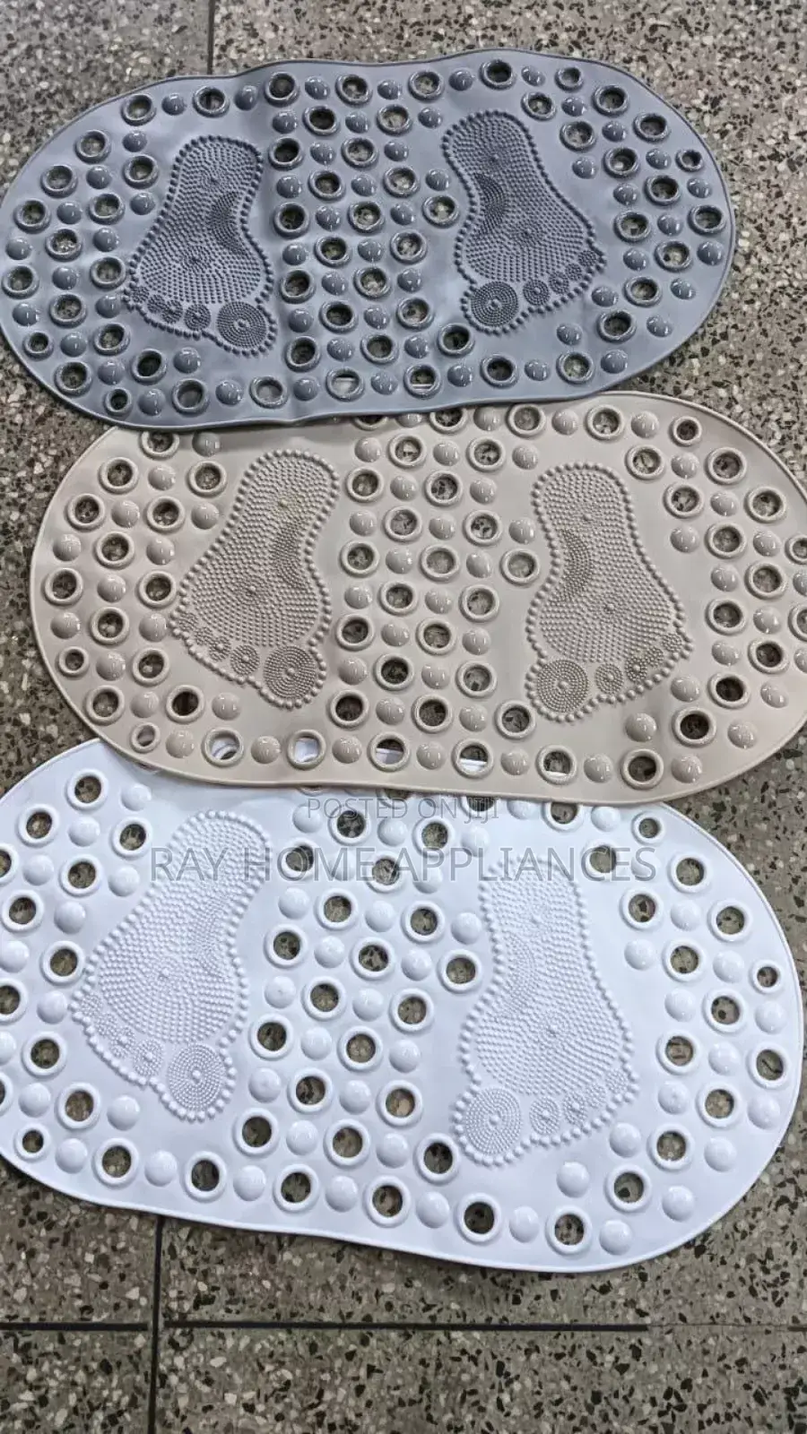 Bathroom Antislip Mat With Footprints 65x35cmgrey, White and Beige