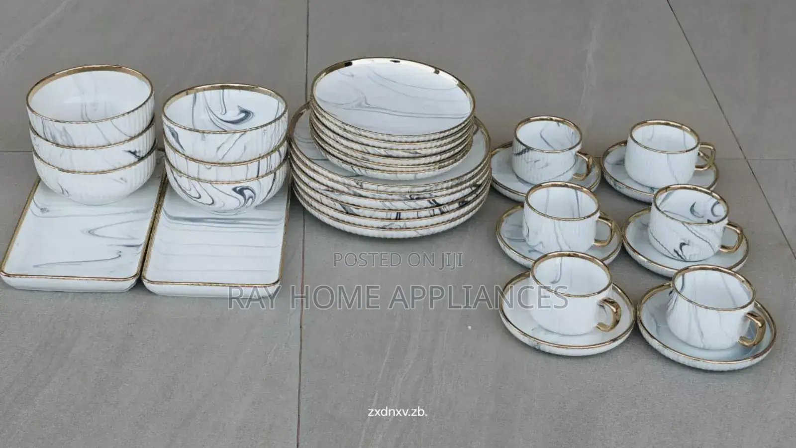 32pieces Elegant European Porcelain Dinner Set Marble Finish