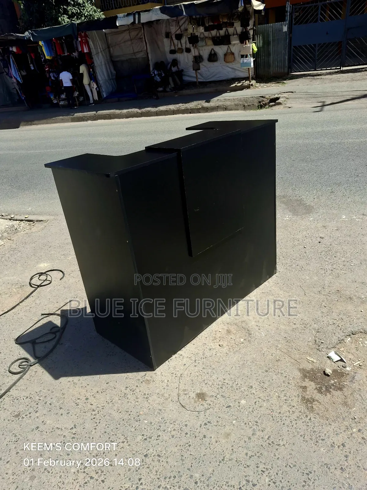 1.2m Black Reception Desk