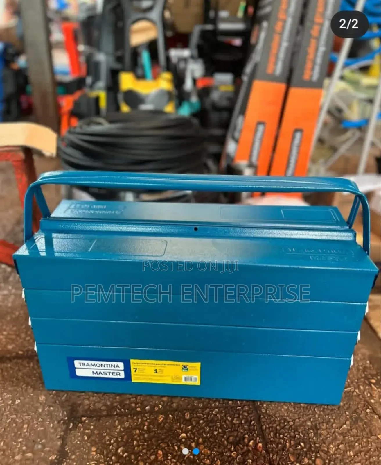 Blue Metal Cantilever Tool Box.