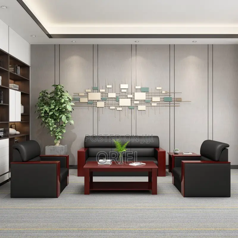 Office Sofa; 5-Seater Leather Office Sofa