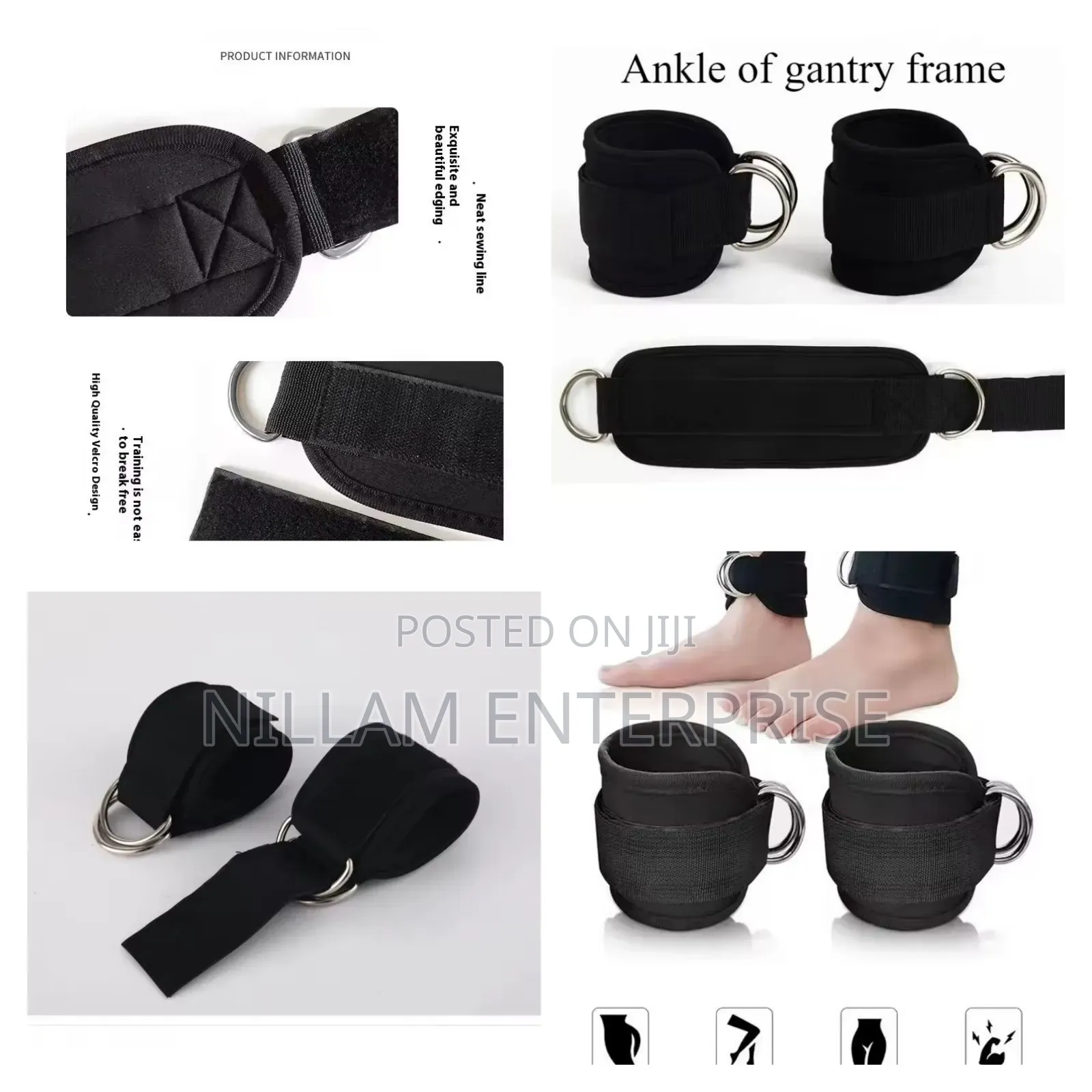 2pcs Ankle Straps for Cable Machines Kickbacks