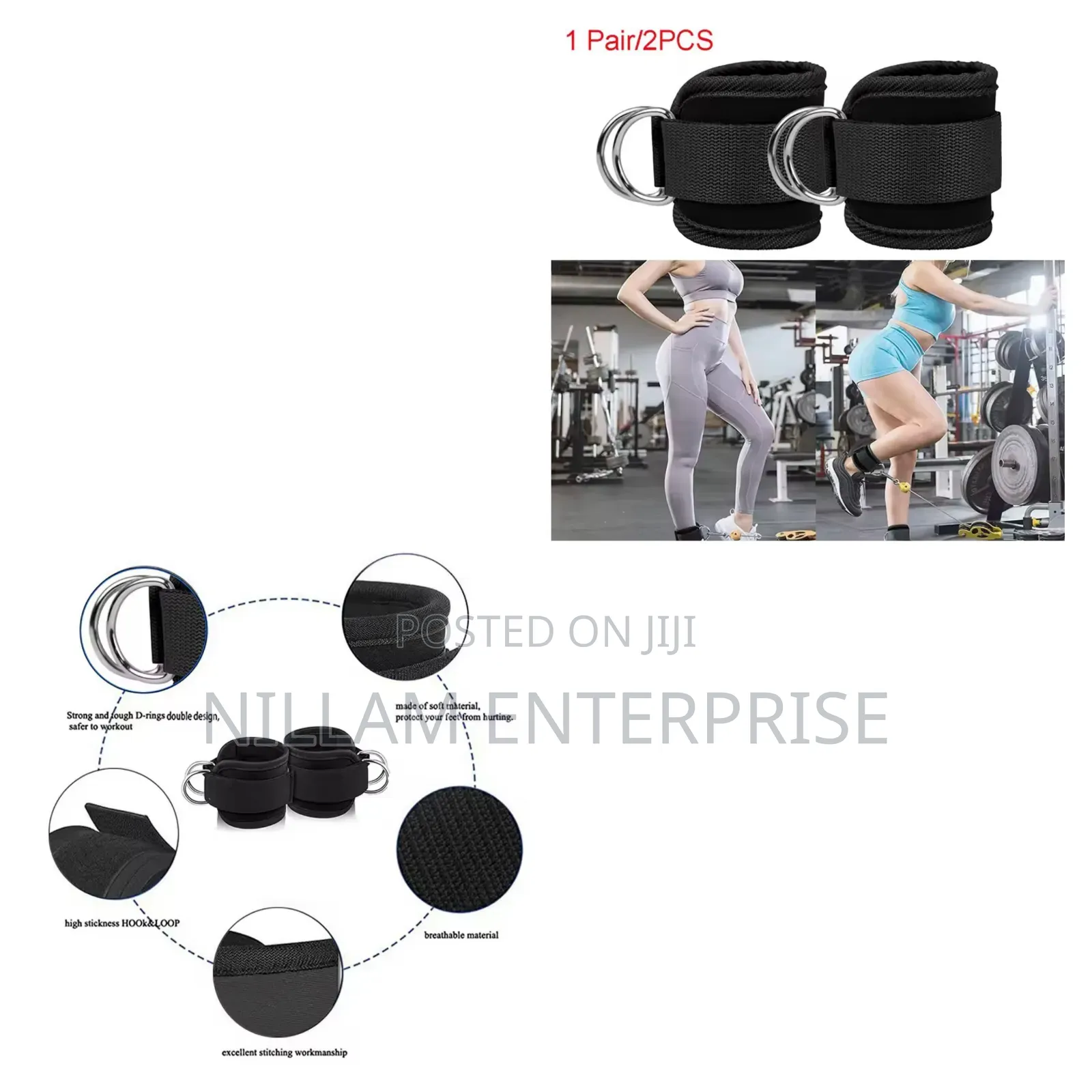 2pcs Ankle Straps for Cable Machines Kickbacks