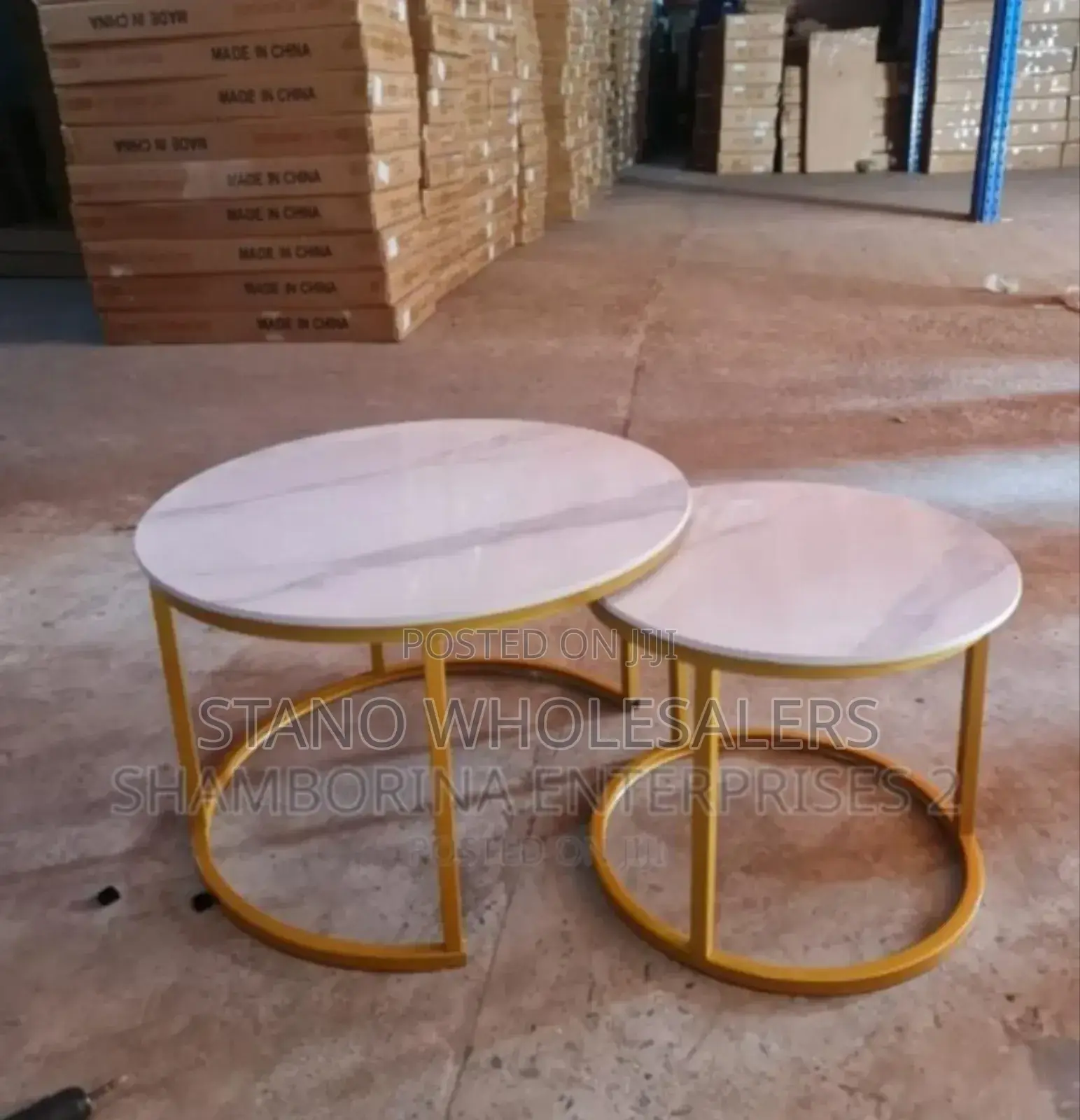 Colour White - 2in1 Marble Nesting Table.