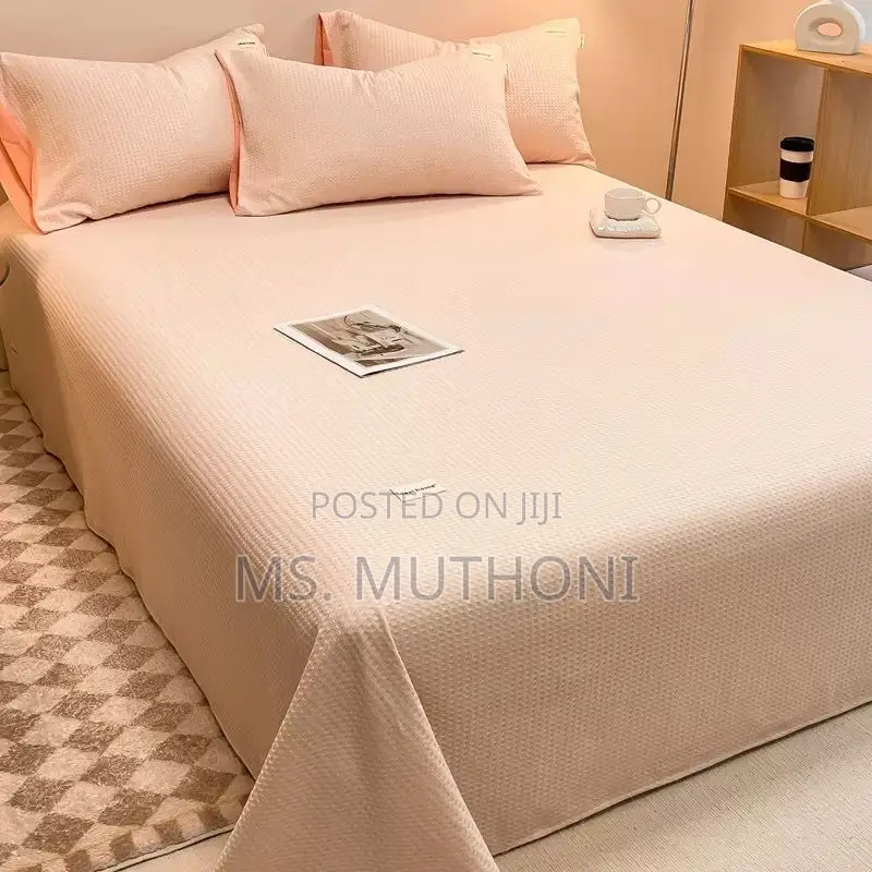 Waffle Bed Coverlet Set With 2 Pillow Cases–