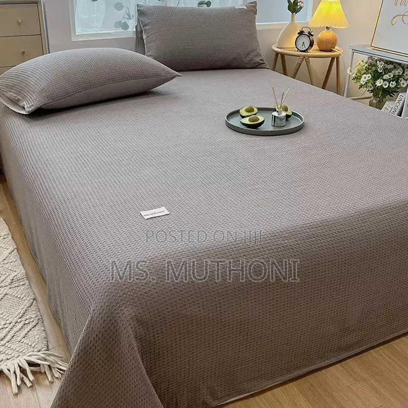 Waffle Bed Coverlet Set With 2 Pillow Cases–