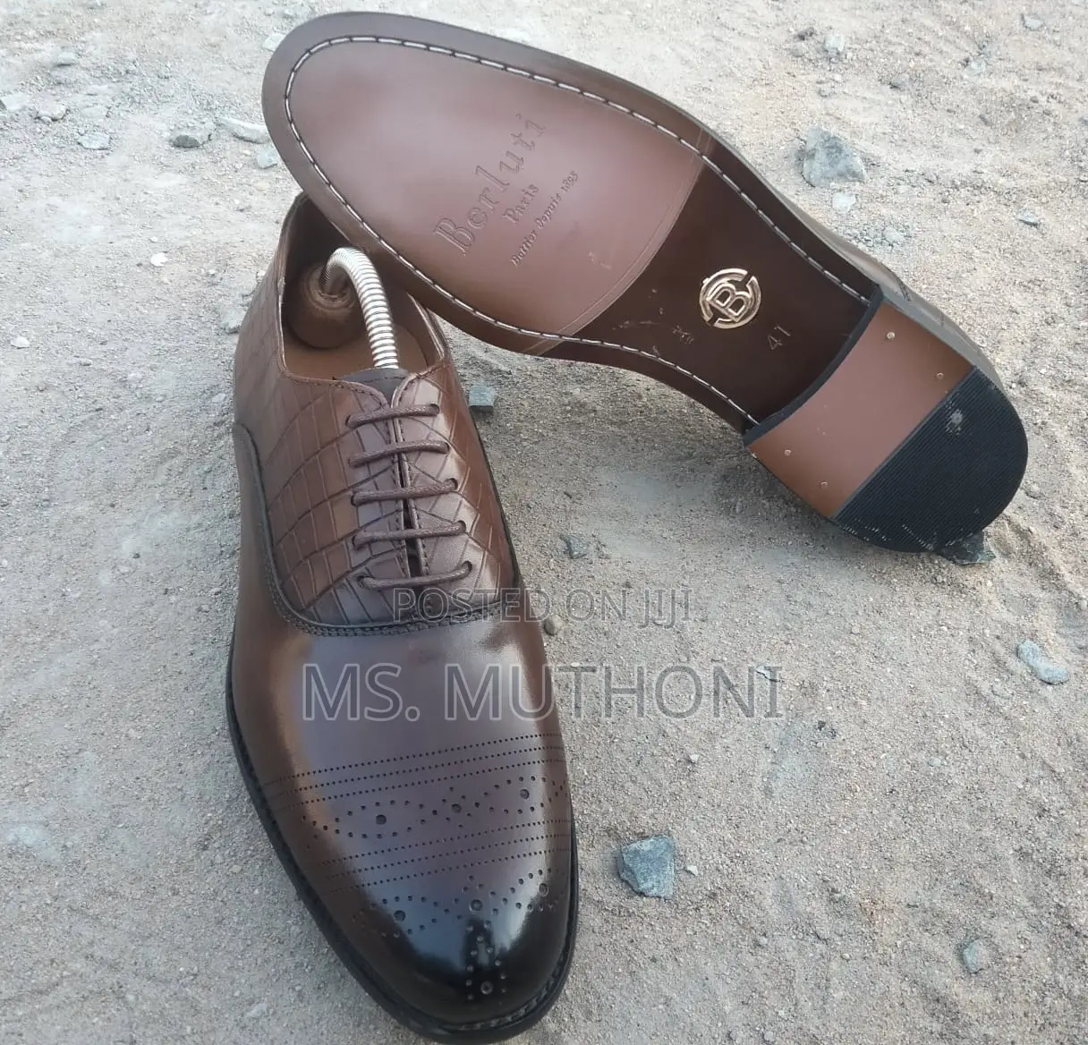 Berluti Brown / Black Leather Oxford Brogue Shoes Size 40-45