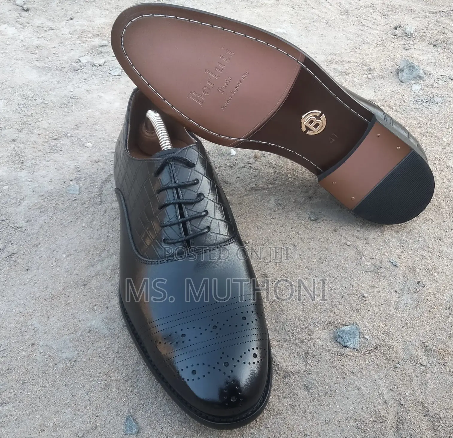 Berluti Brown / Black Leather Oxford Brogue Shoes Size 40-45