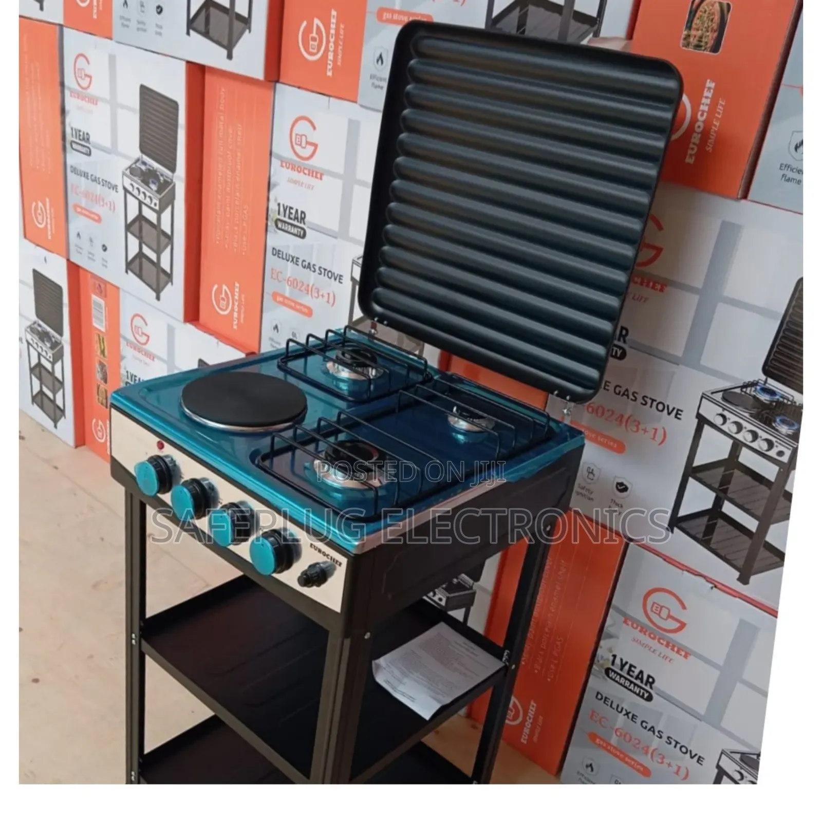 Standing Cooker With Shelves Eurochef Hybrid Cooker: 3 Gas Hobs