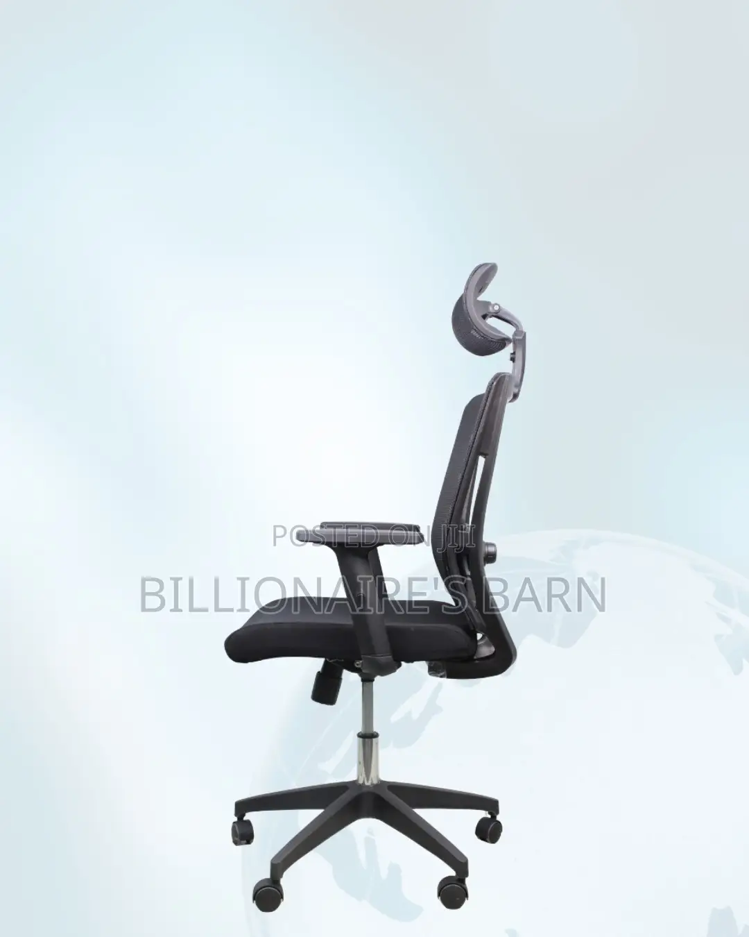Black Ergonomic Office Chair — Stable Base, Neck Support Headrest
