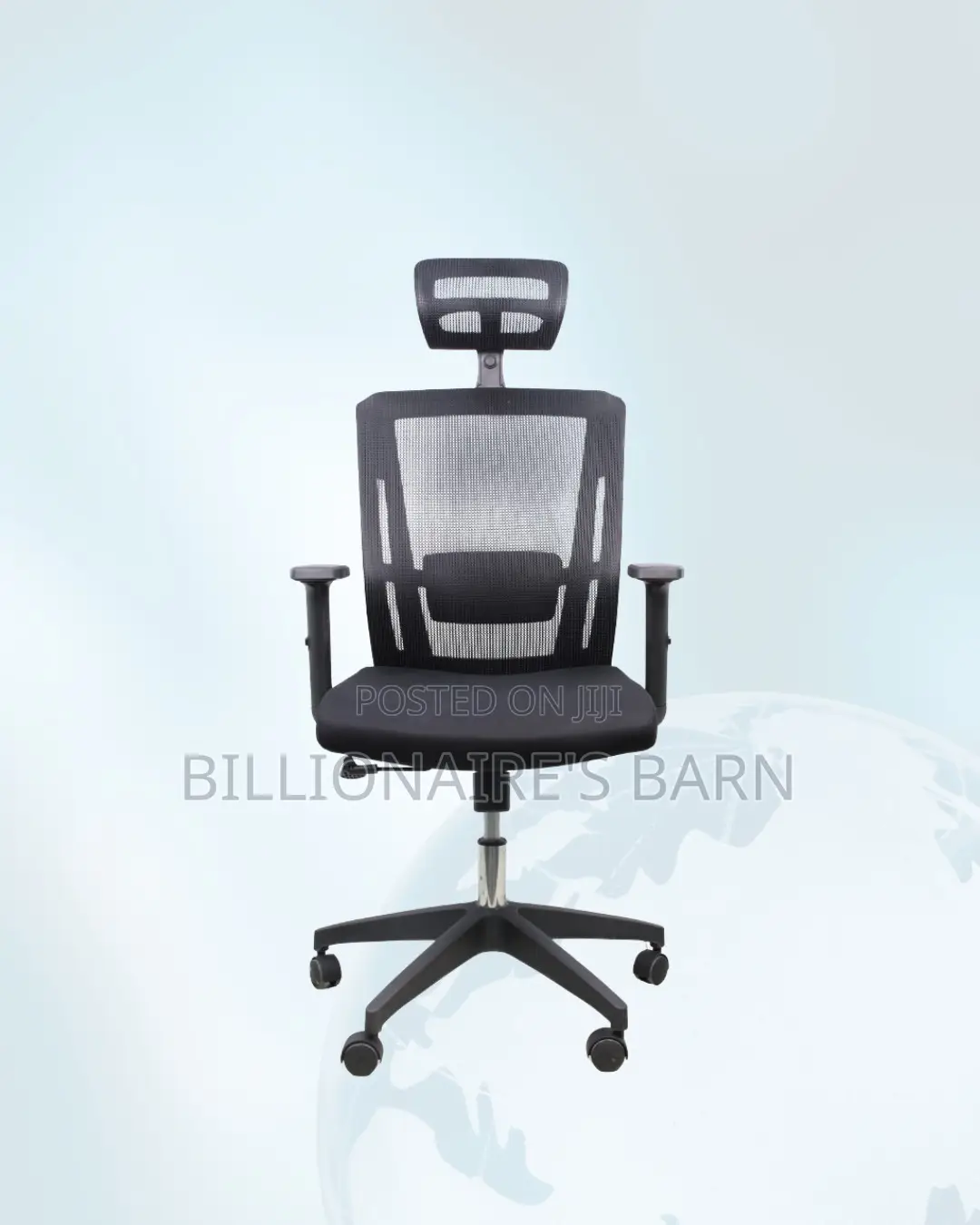 Black Ergonomic Office Chair — Stable Base, Neck Support Headrest