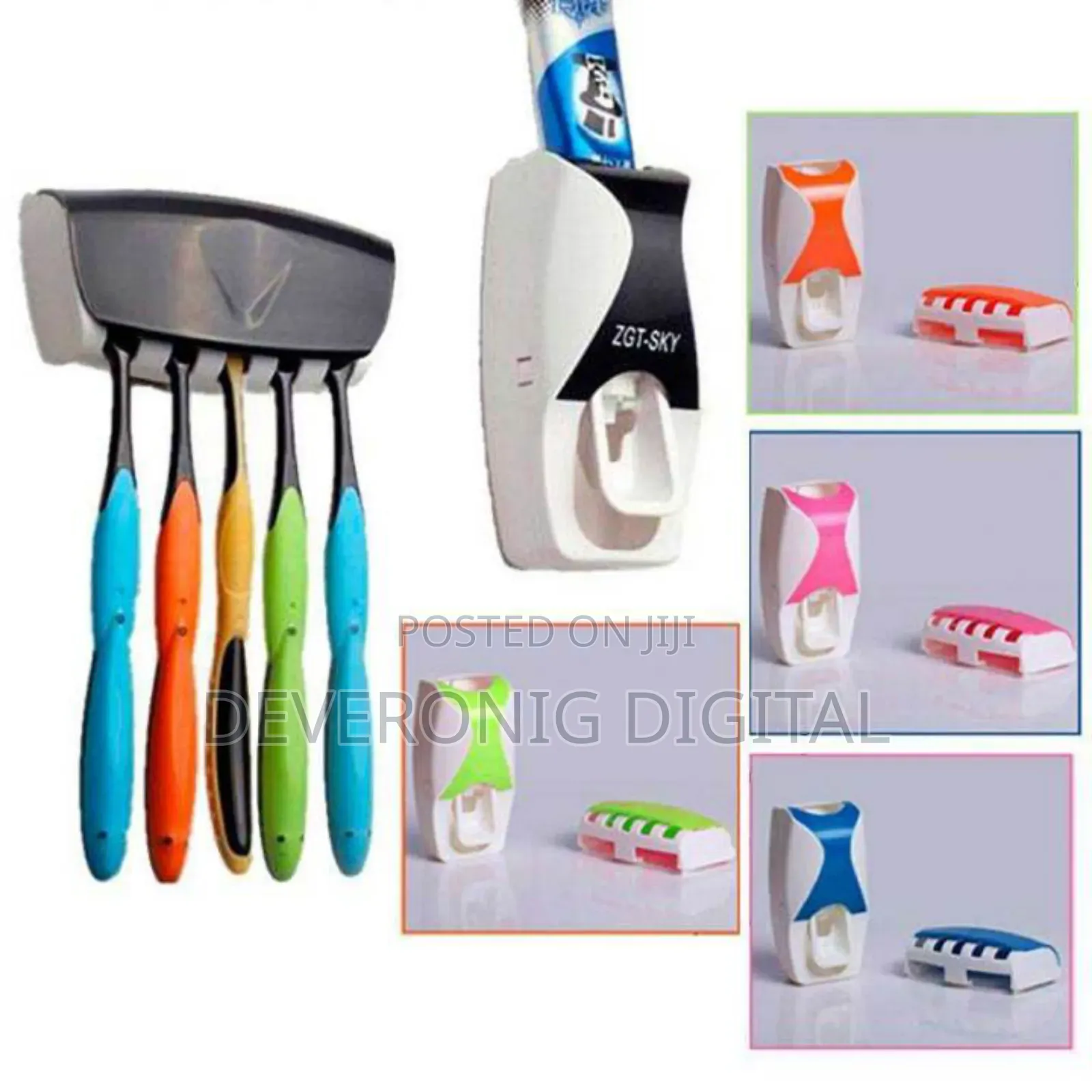 *Simple Toothpaste Dispenser+5pcs Toothbrush Holder