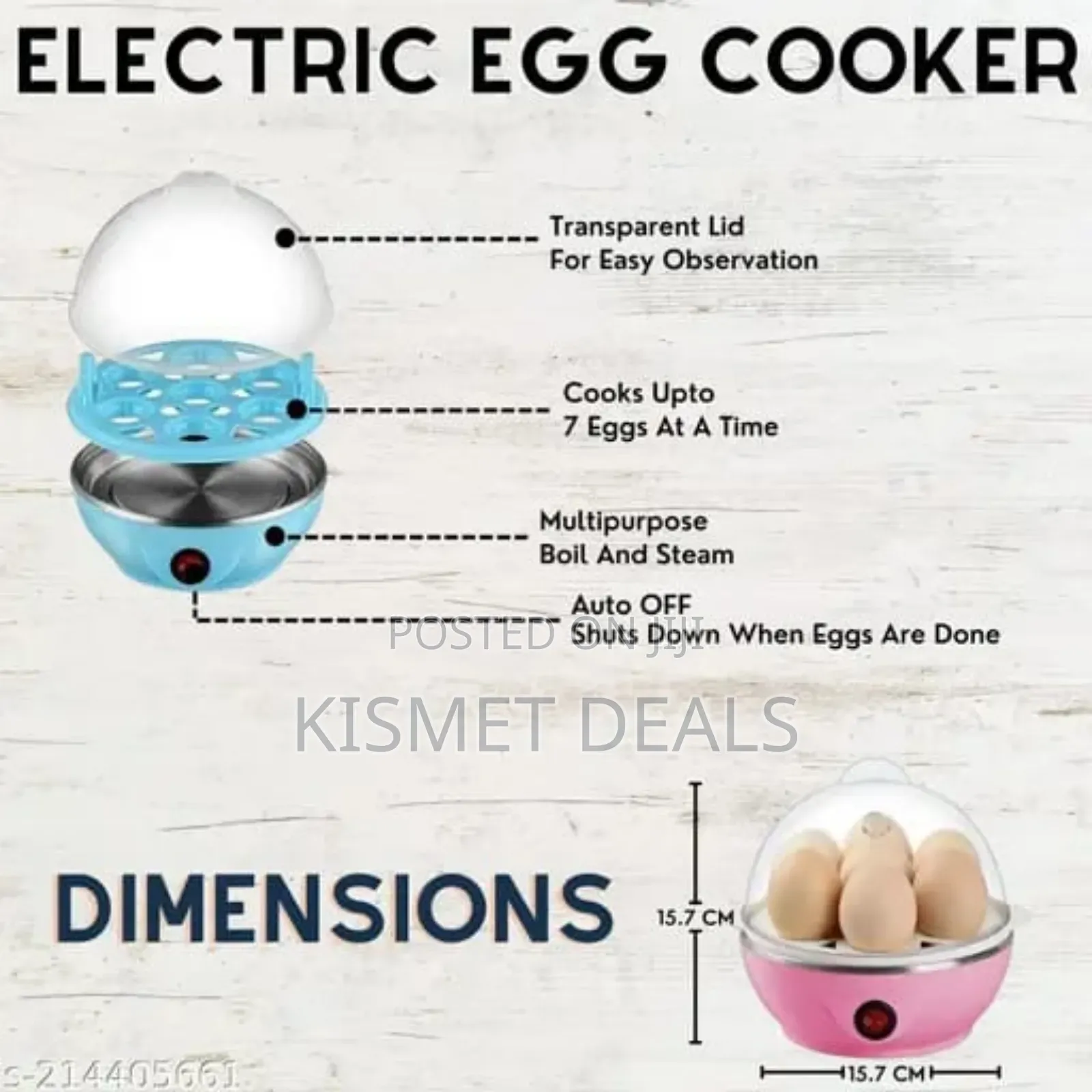 Electric 7pc Egg Poacher 7 Egg Boiler