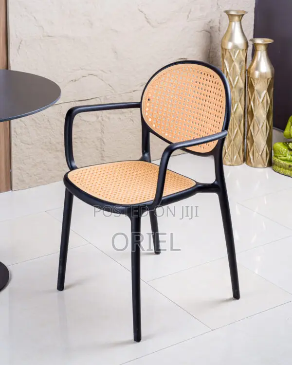 Dining Plastic Chair : Stackable Cane Modern Armchair