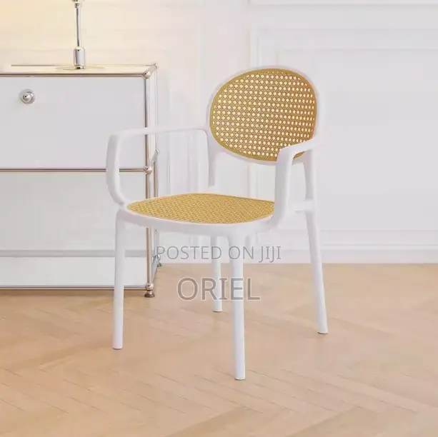 Dining Plastic Chair : Stackable Cane Modern Armchair