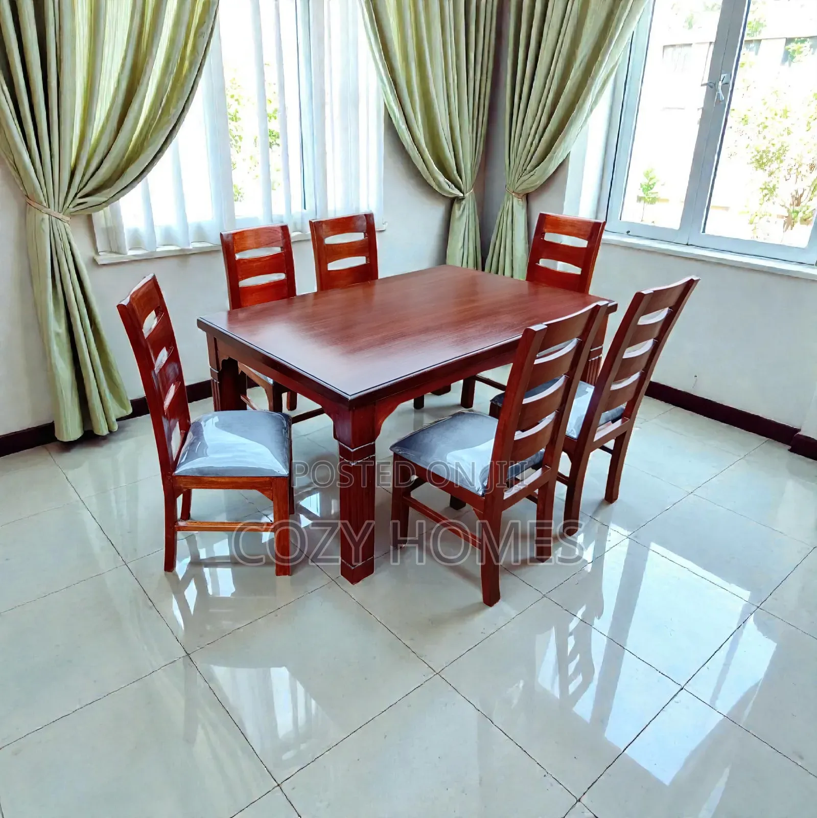Dinig Set Walnut Brown Dining Set With Comfy Chairs 6 Seater