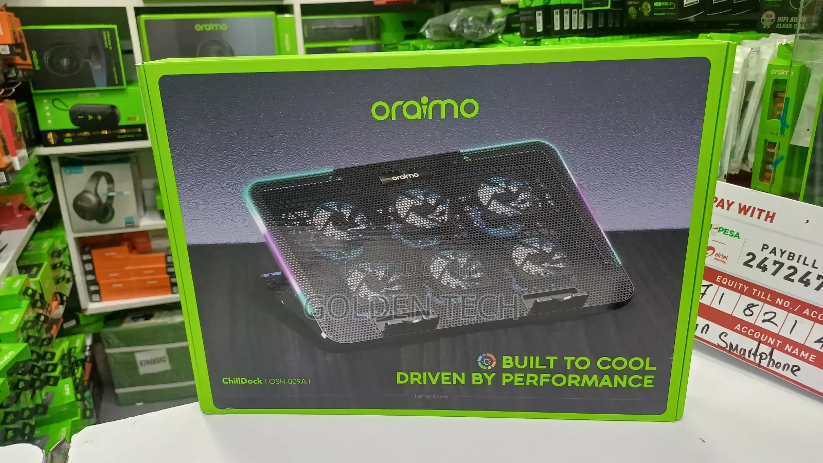 Oraimo Chilldock Laptop Cooler – Dual Usb, 6 Fans RGB Lighting