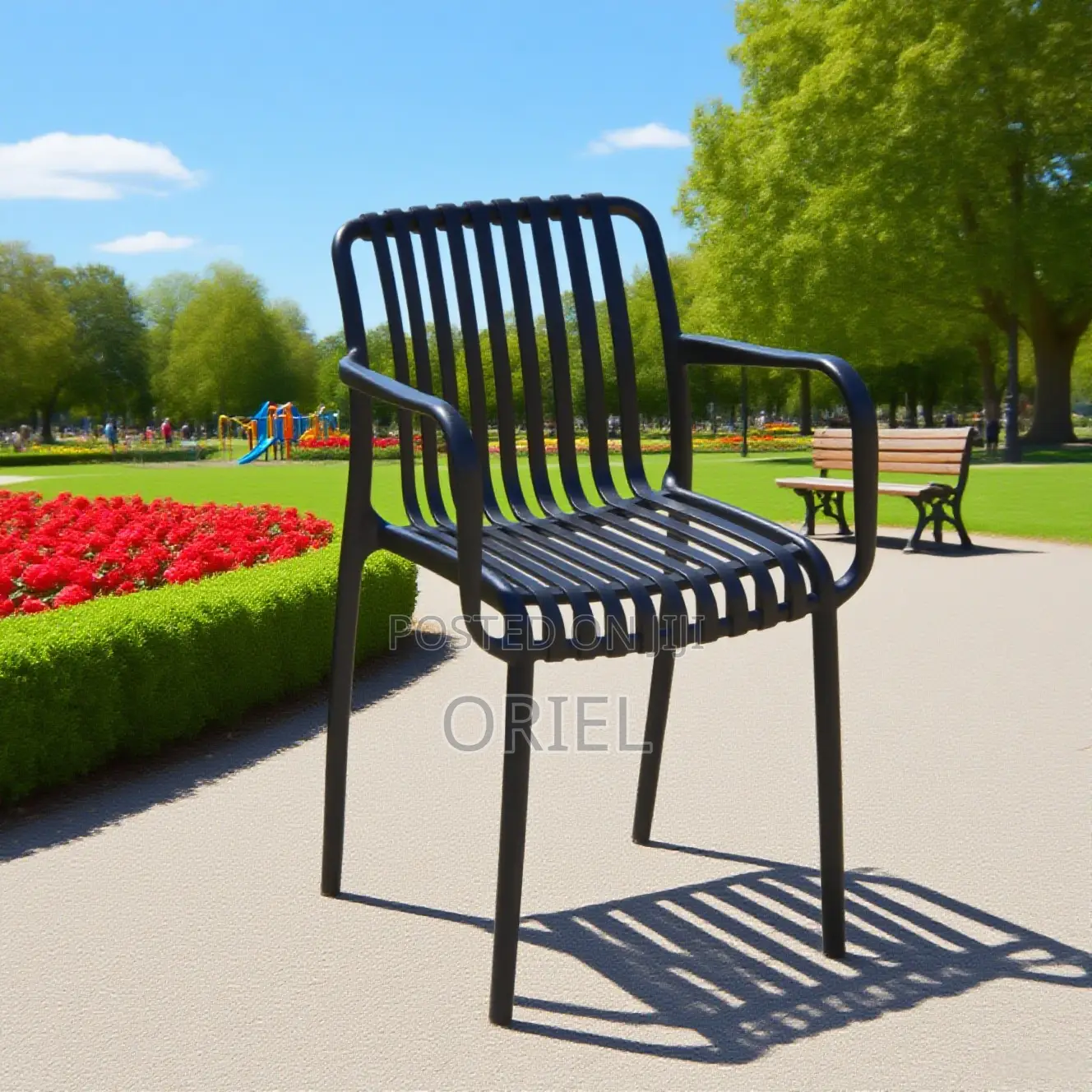Outdoor Chair : Stackable Striped Outdoor Plastic Dining Chair