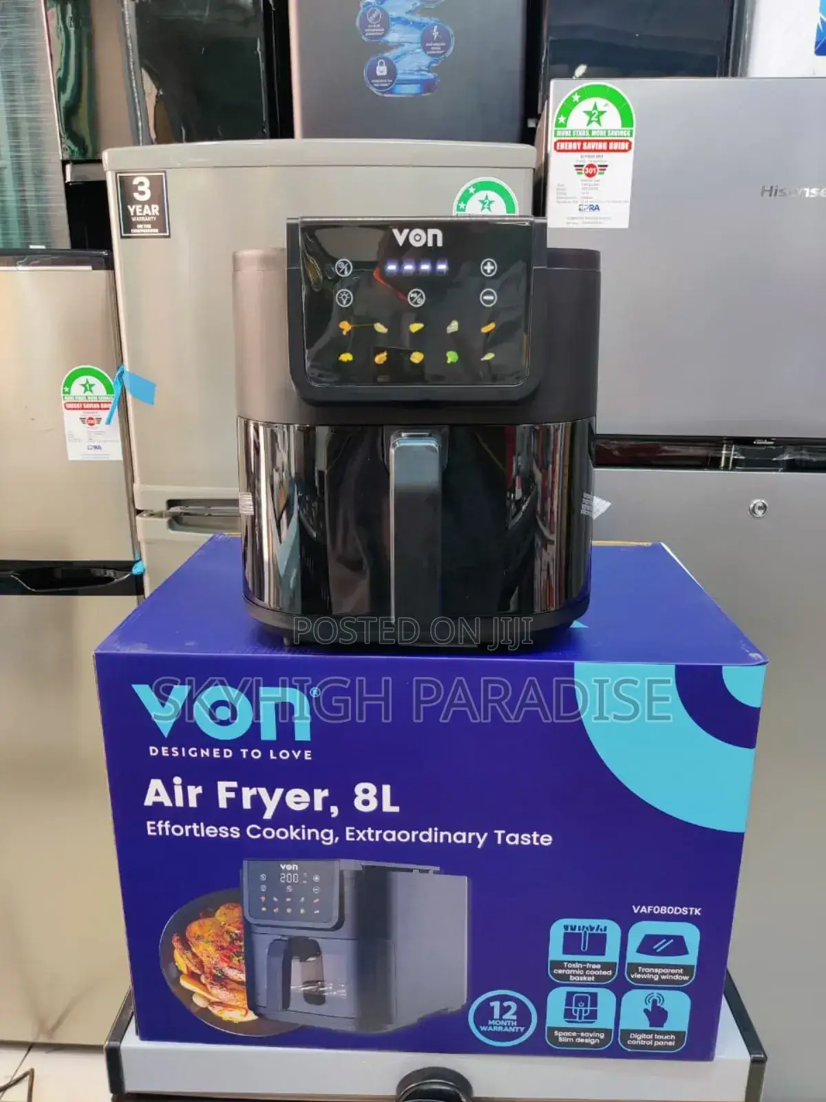 *Von Air Fryer 8l Digital Slim Design