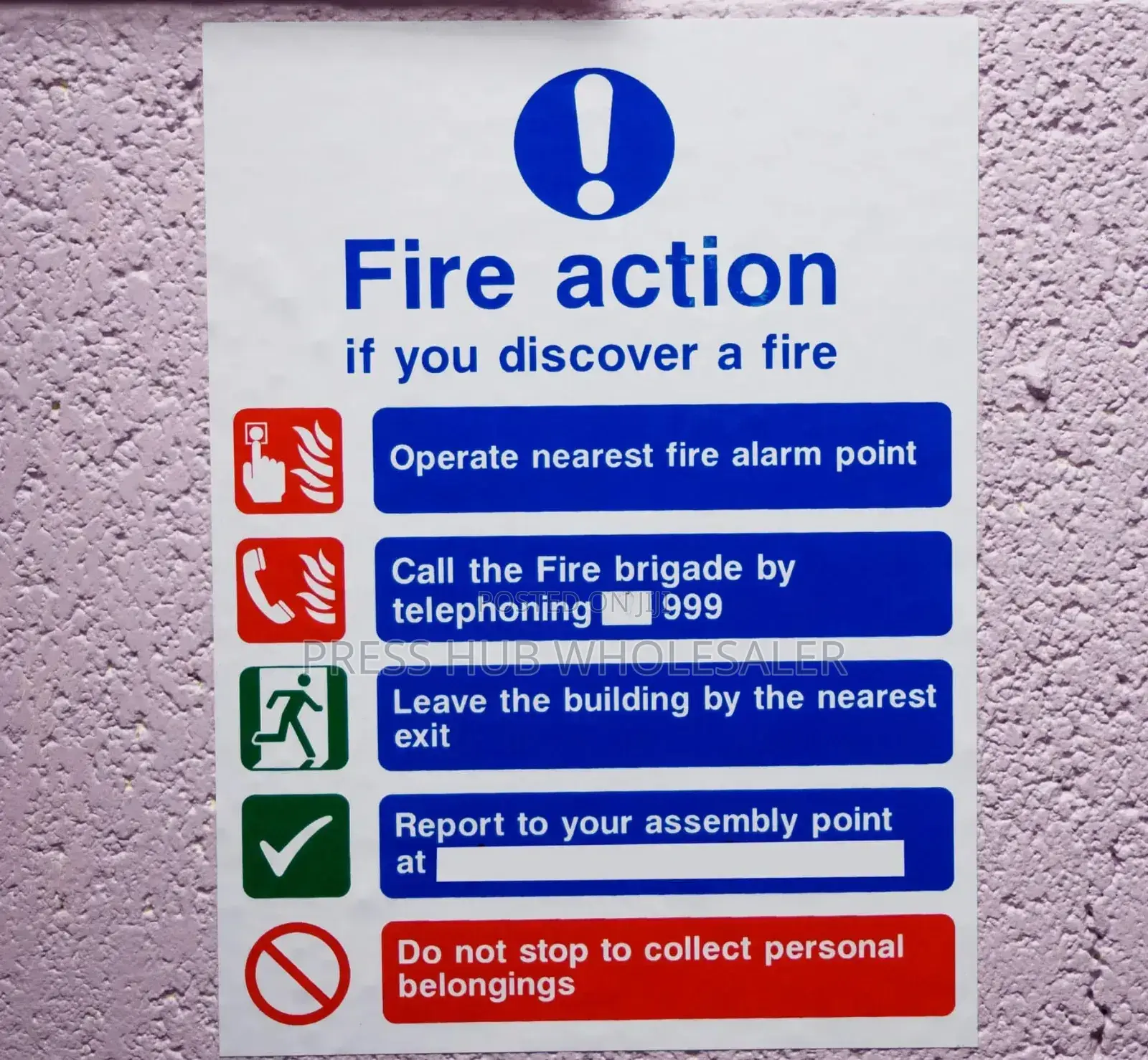 Fire Action Sign ,,,,,