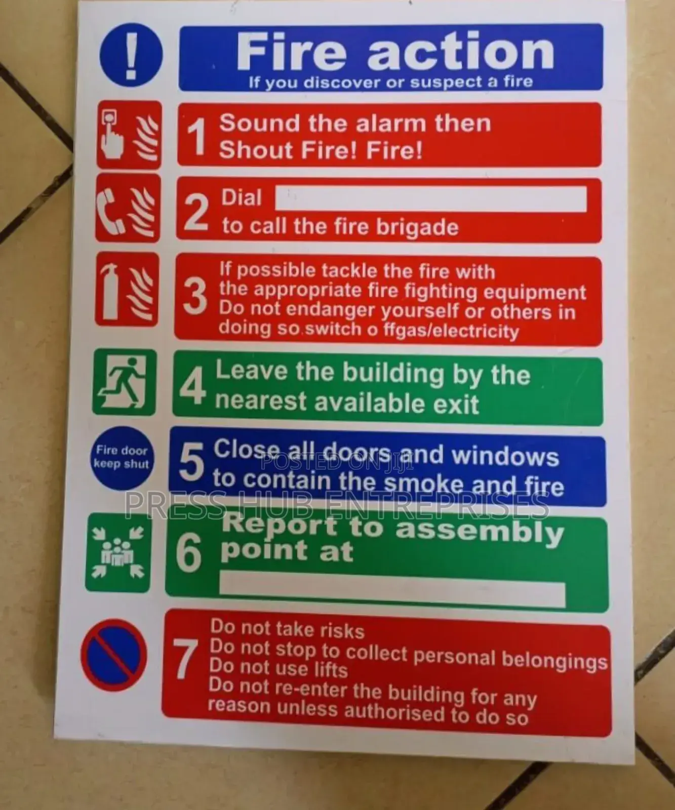 Fire Action Sign :::::
