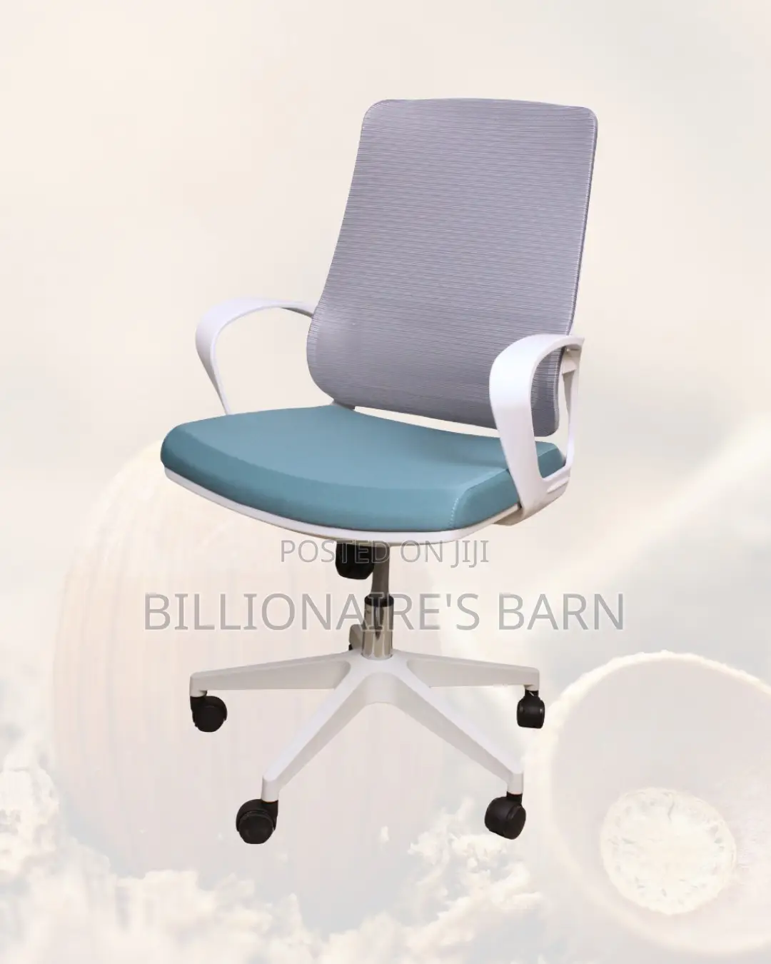 White Mid-Back Mesh Office Chair •Easy Adjustments, Lower-Back Support