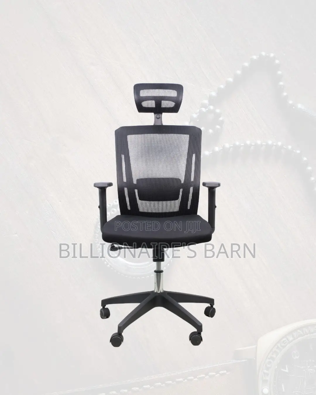 Adjustable Headrest Work Chair for Office • Nylon Base Stability