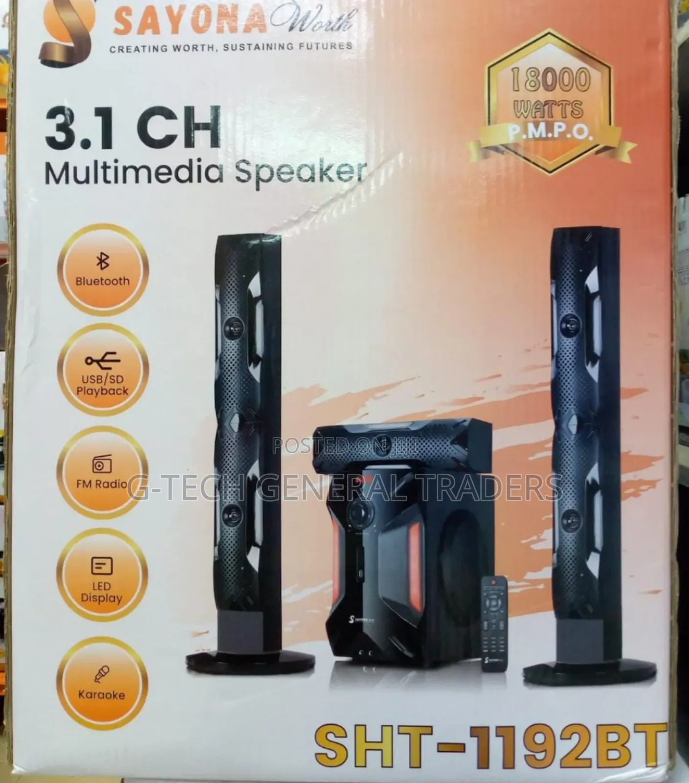 Sayona Sht-1192bt Tallboy Speaker System 18000w