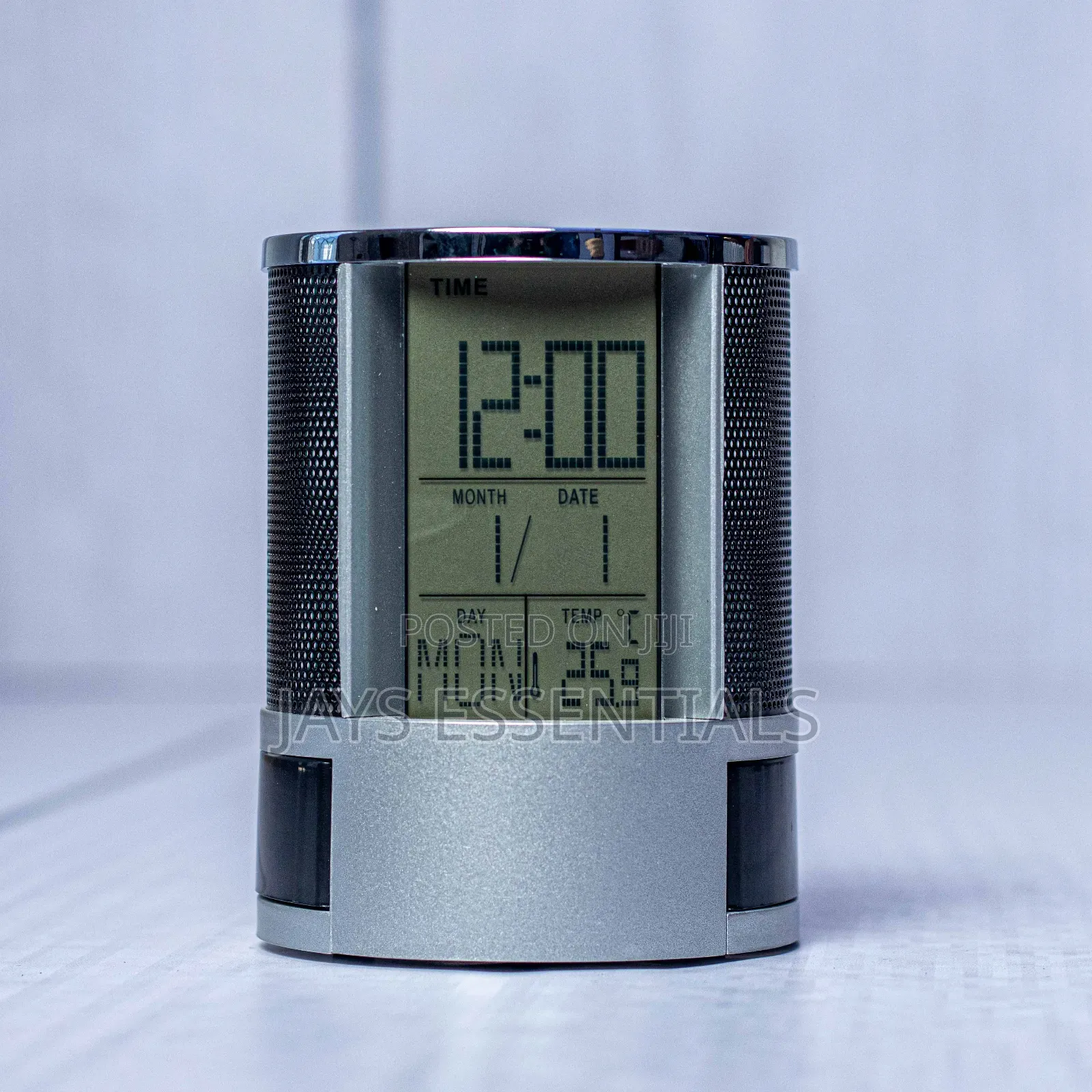 Digital Mesh Desk Organizer With Clock Display Pen Holder