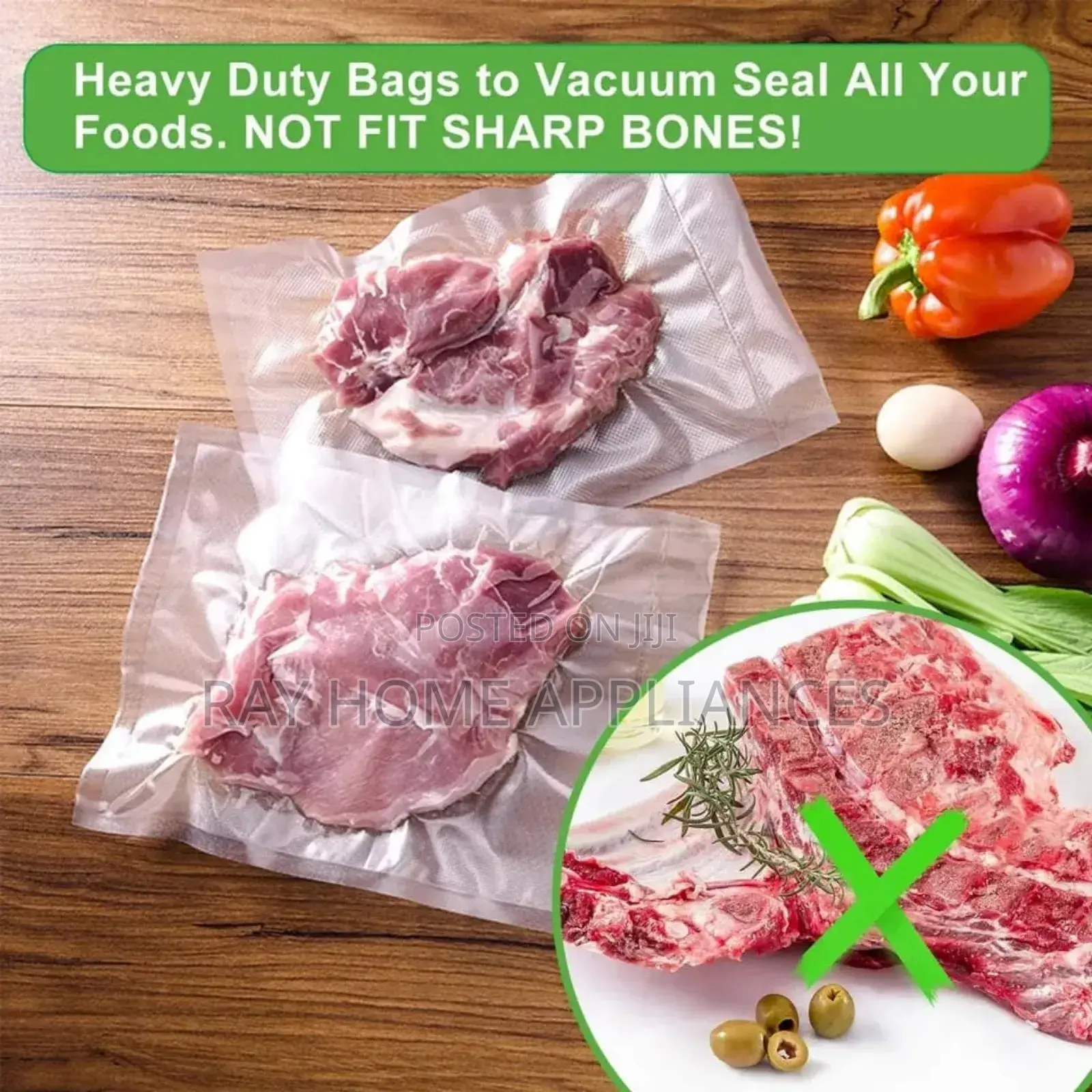 Food Storage Vacuum Bags 
Food Grade
Freezer Safe
 100pcs 20*30cm