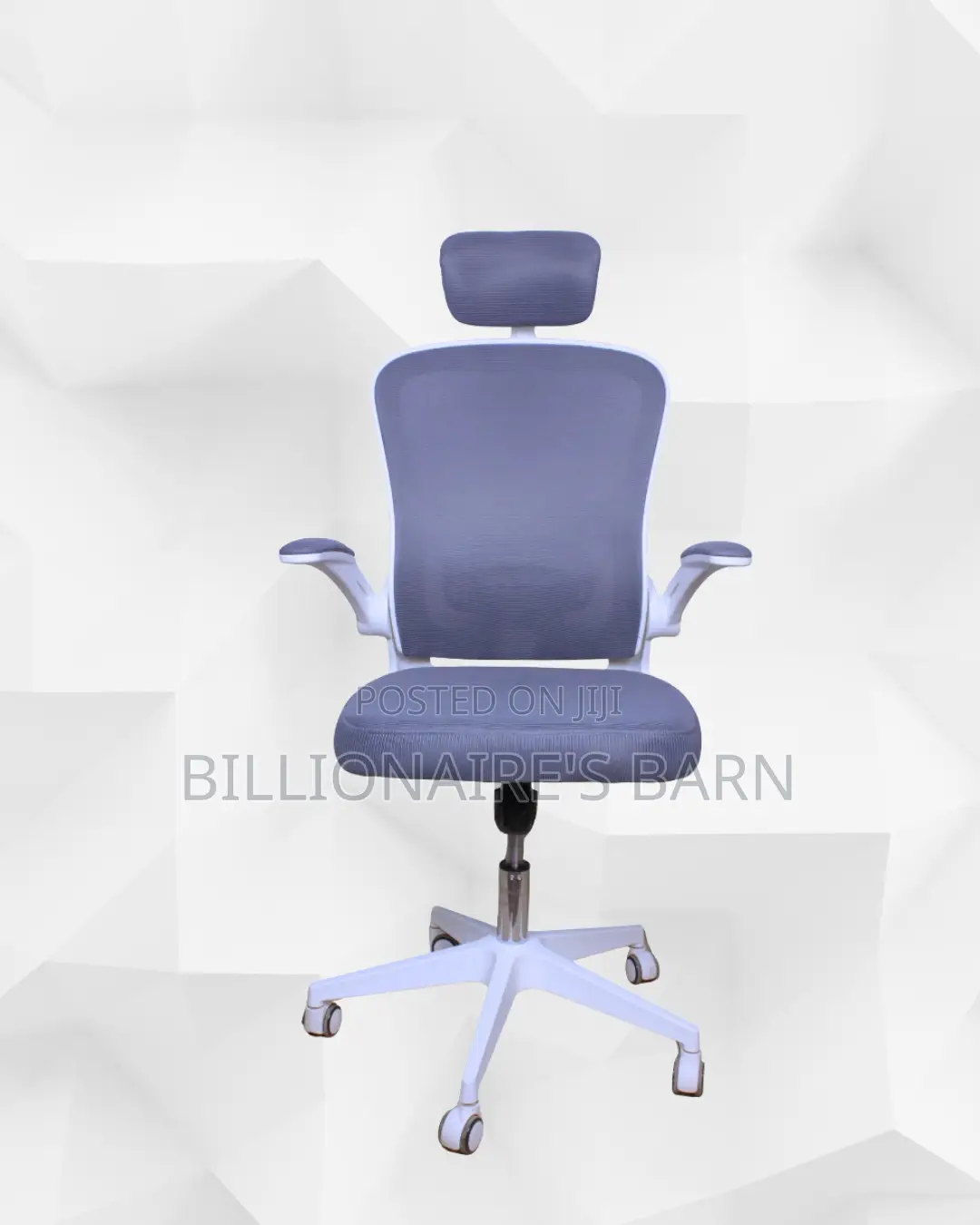 White Ergonomic Chair •Support That Lasts, Adjustable Headrest Support