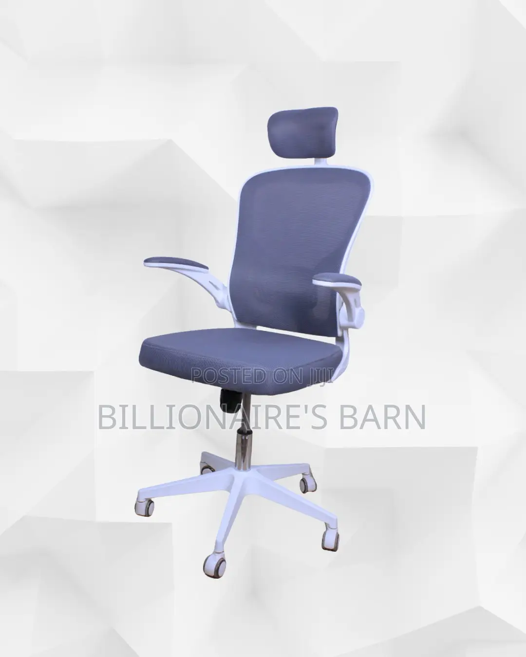 White Ergonomic Chair •Support That Lasts, Adjustable Headrest Support