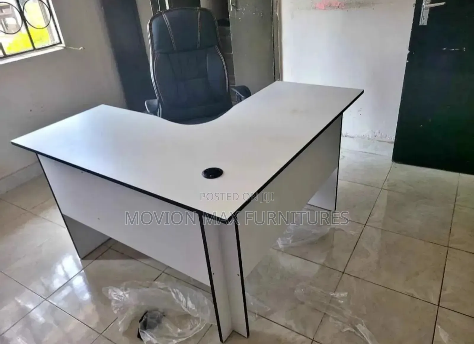 Lshape White Office Chair