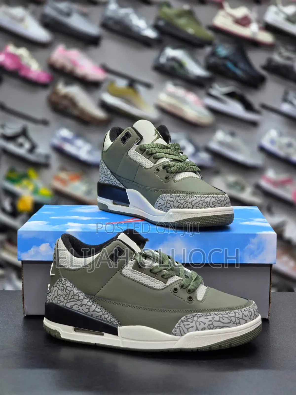 Air Jordan 3 Retro "Medium Olive" Sneakers.