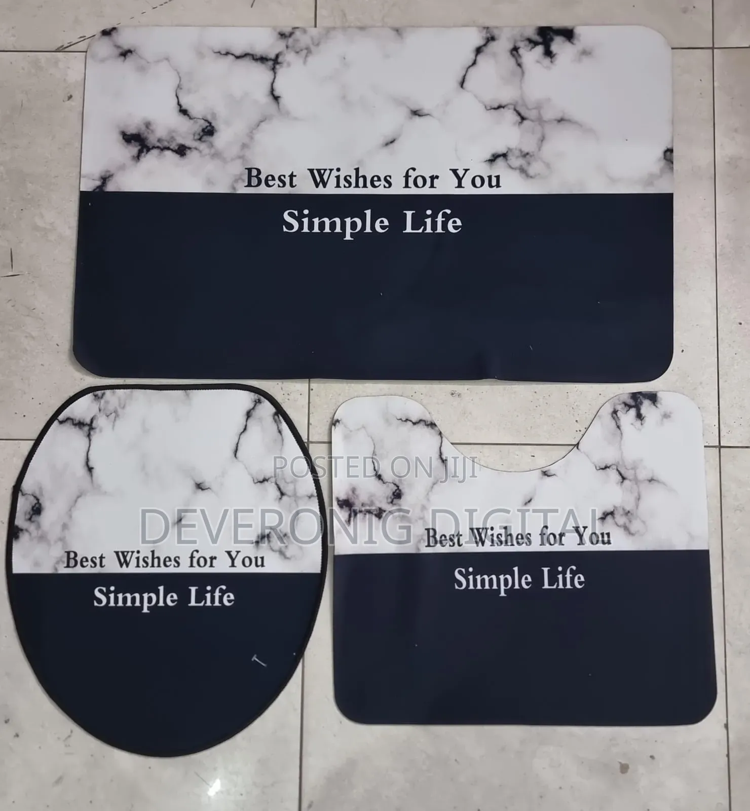 Rubber Underside Floor 3pcs Set 3d Toilet Mat Non Slip