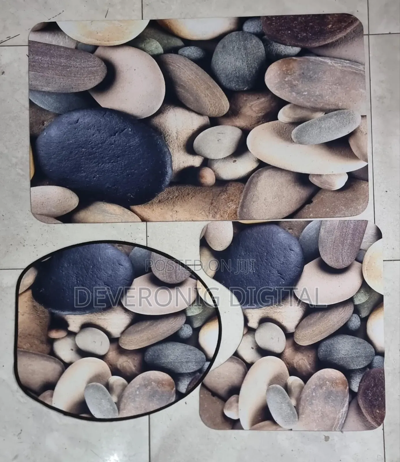 Rubber Underside Floor 3pcs Set 3d Toilet Mat Non Slip