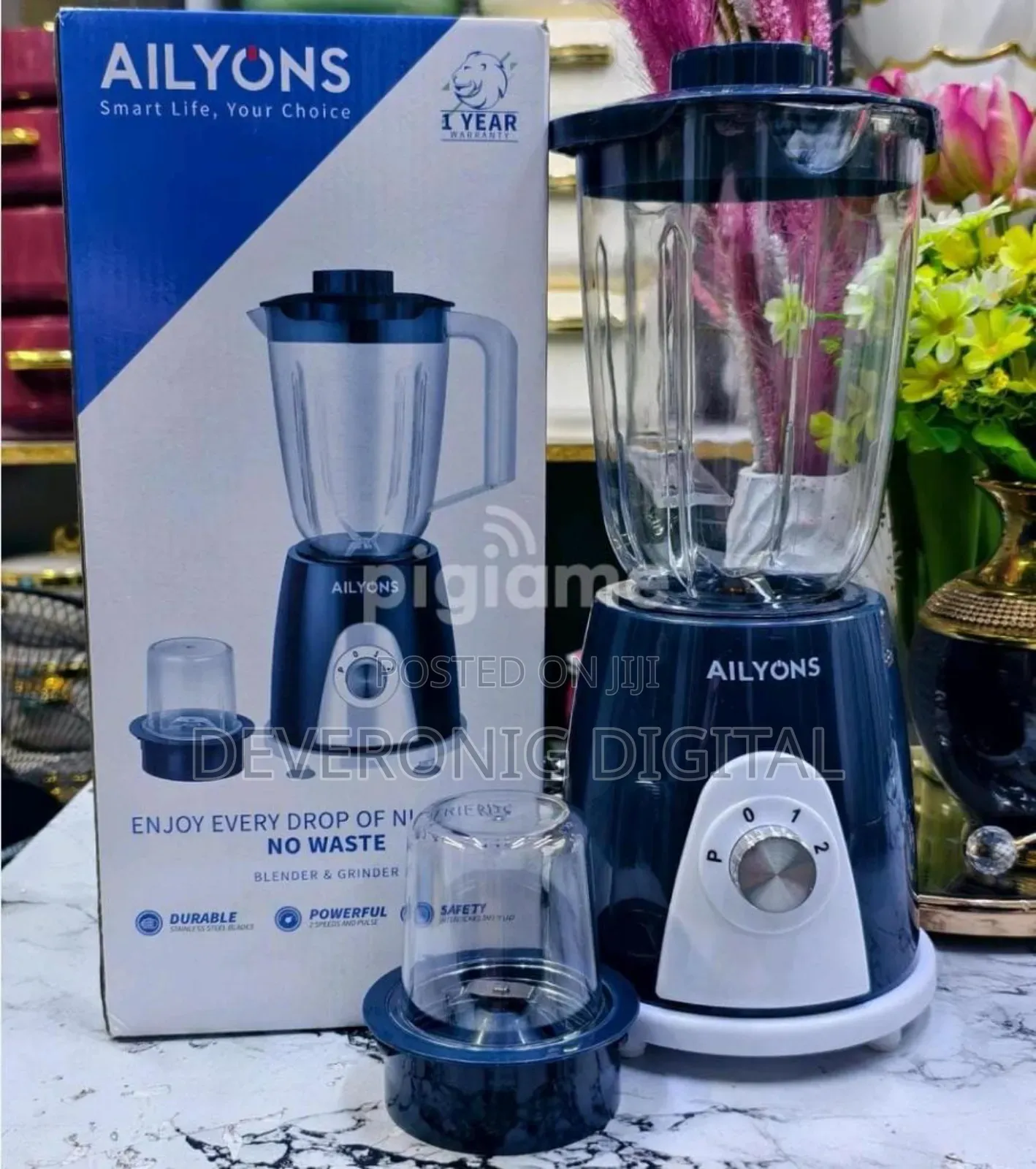 Ailyons 2-in-1 Blender With a Grinder
 2-Speed Blender