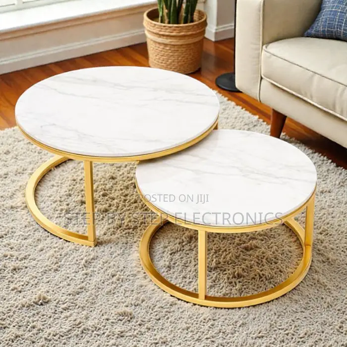 Round Marble Nesting Coffee Table With Gold Legs Modern Home Furniture