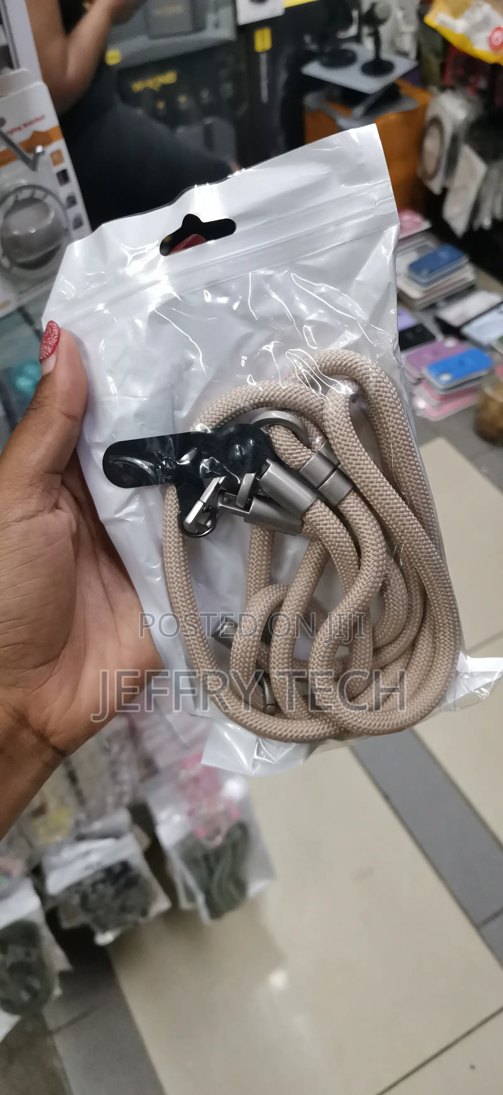 Shape Pendant Nylon Braided Hand Strap Lanyard Phone Charm