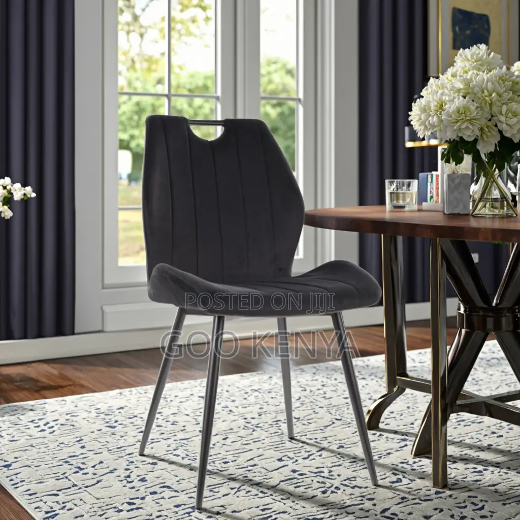 Home Chair; Modern Dining Chair With Fabric Seat And Metal Frame