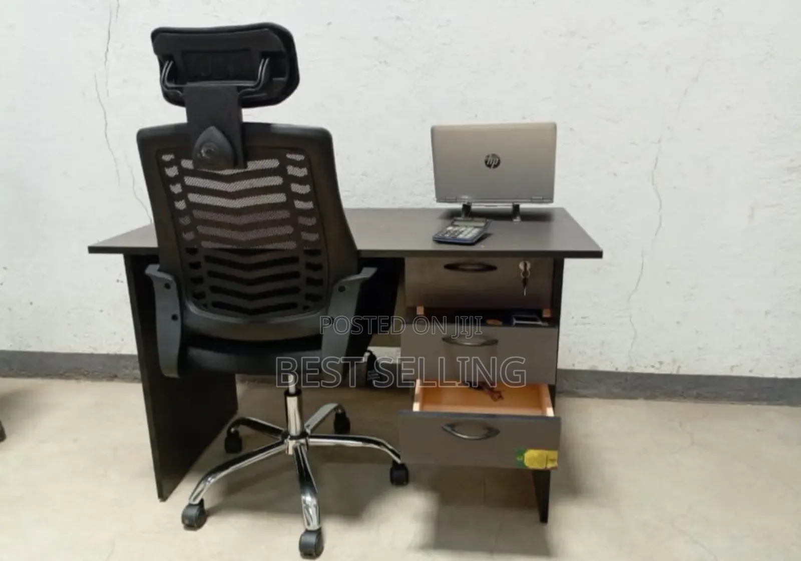 Classy Grey Color Office Desk and Chair