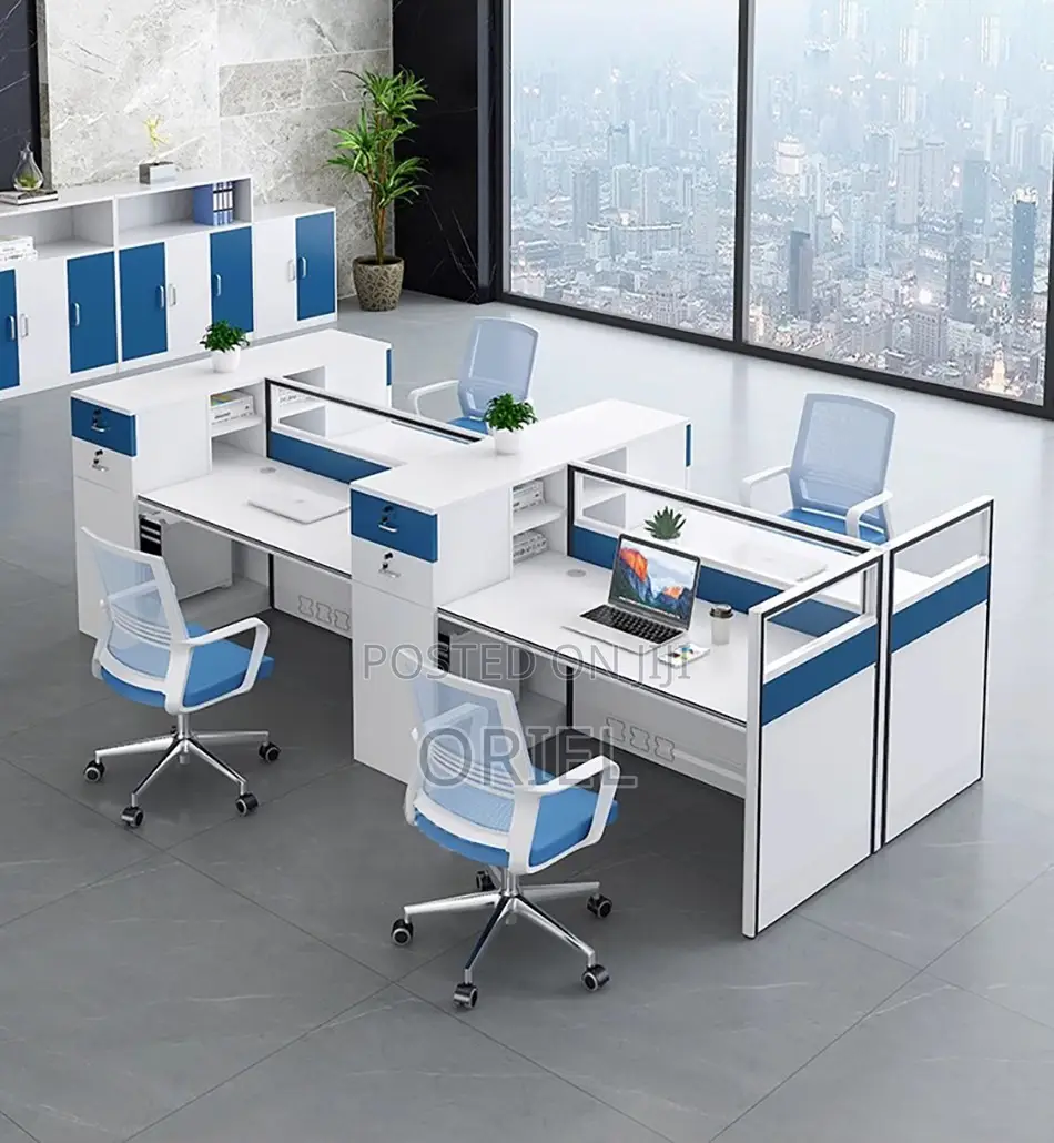4-Way Blue Imported Office Workstation