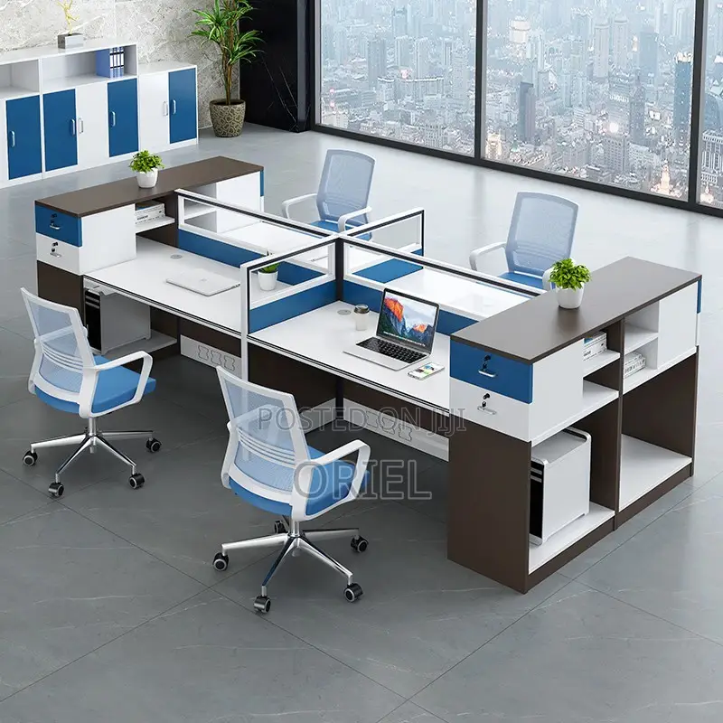 4-Way Blue Imported Office Workstation