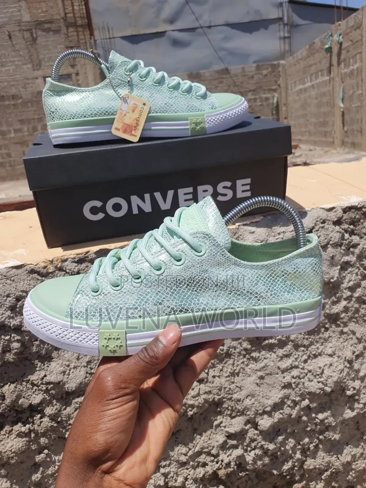 Blue & Green Leather Converse