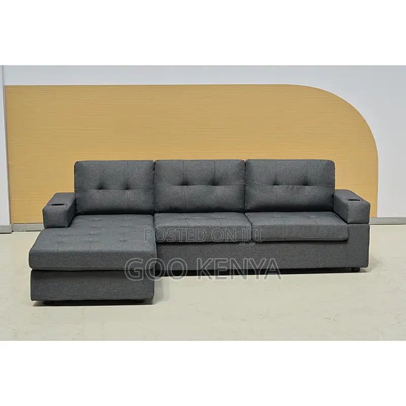Home Sofa; Space-saving Nordic L-shaped Sofa With Wooden Frame