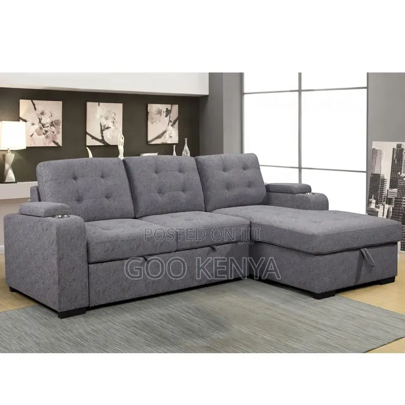 Home Sofa; Space-saving Nordic L-shaped Sofa With Wooden Frame